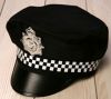 Hats / Tiara's / Masks - Policeman hat black & white with check band & badge